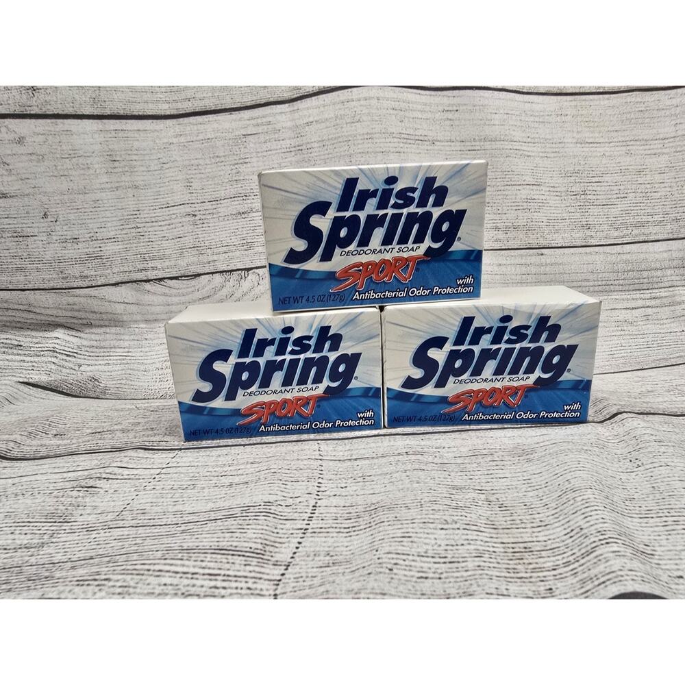 Lot of 3 Vintage Irish Spring Sport Deodorant Soap Bars Each Sealed USA